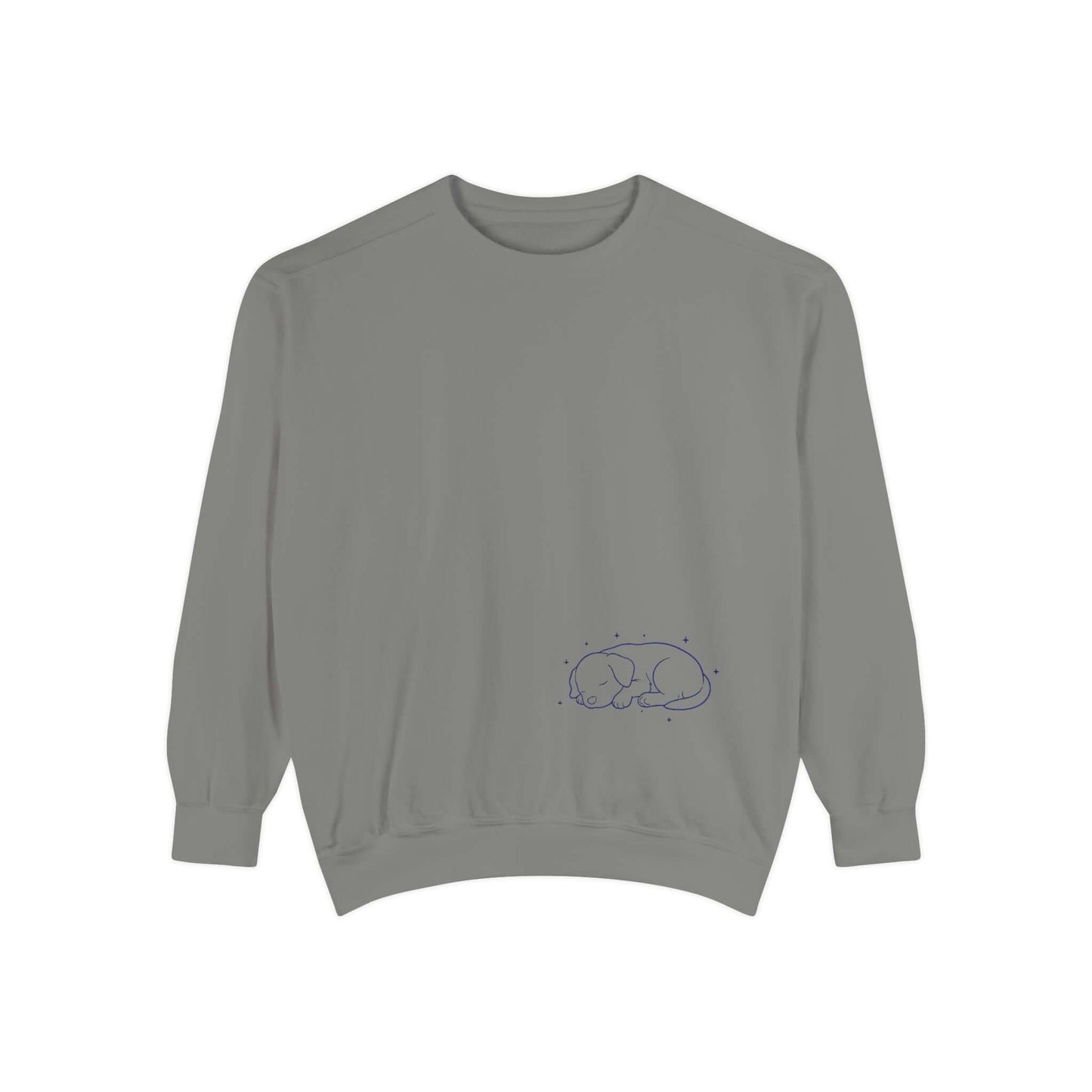 Sleeping dog shadow Cozy Graphic Unisex Crewneck Sweatshirt - Blue