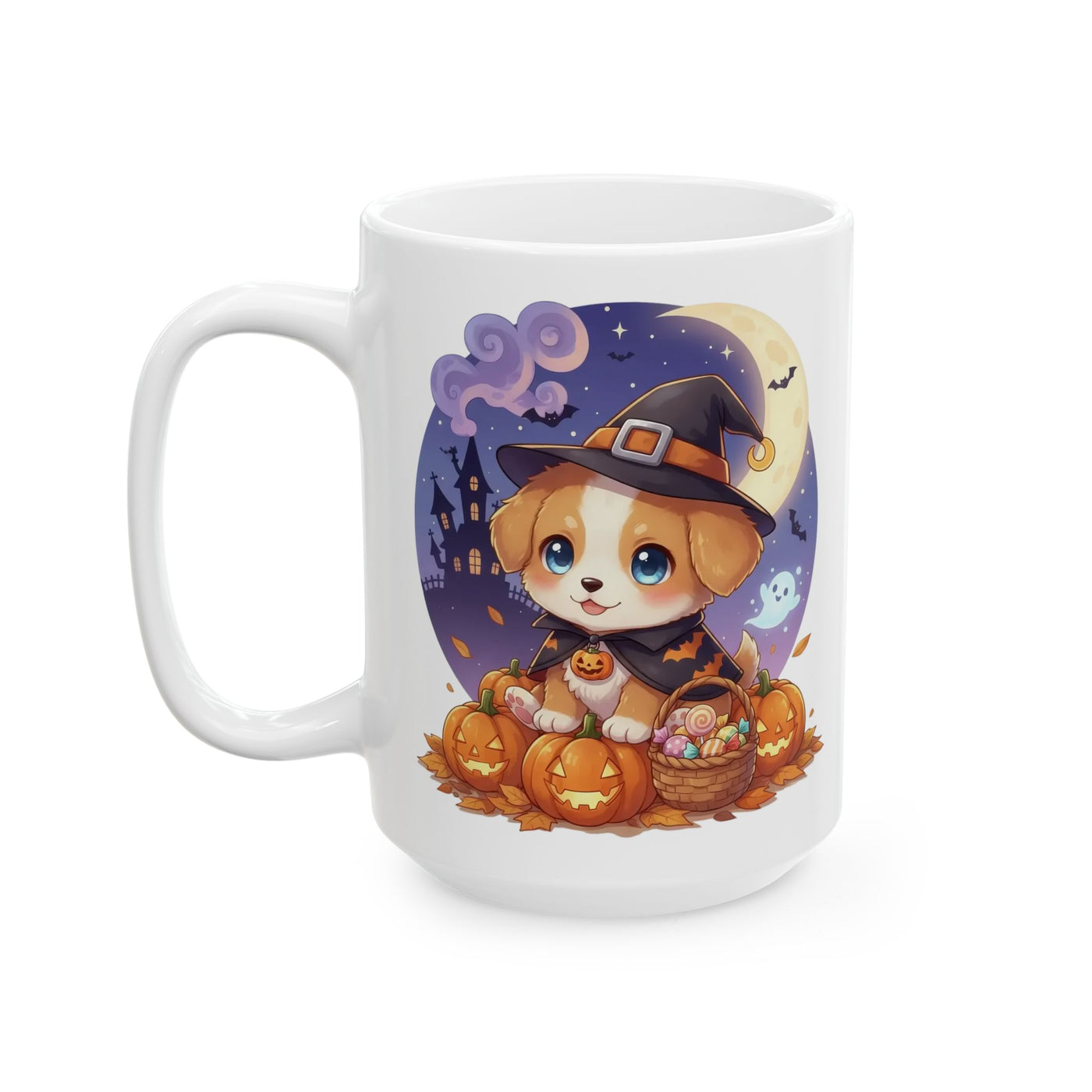 Halloween Themed style 1 Ceramic Mug, Cozy Fall Coffee Cup, Ghosts & Pumpkins Design, Seasonal Gift, Spooky Mug for Halloween Celebrations