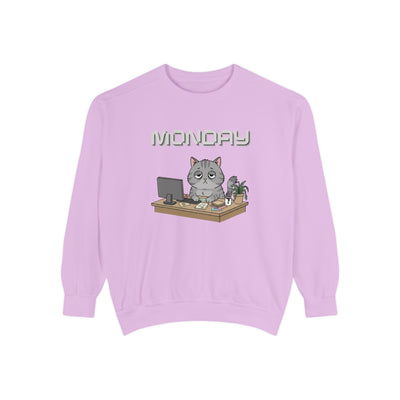 Monday Face Cat Stares Blankly Unisex Crewneck Sweatshirt style 2
