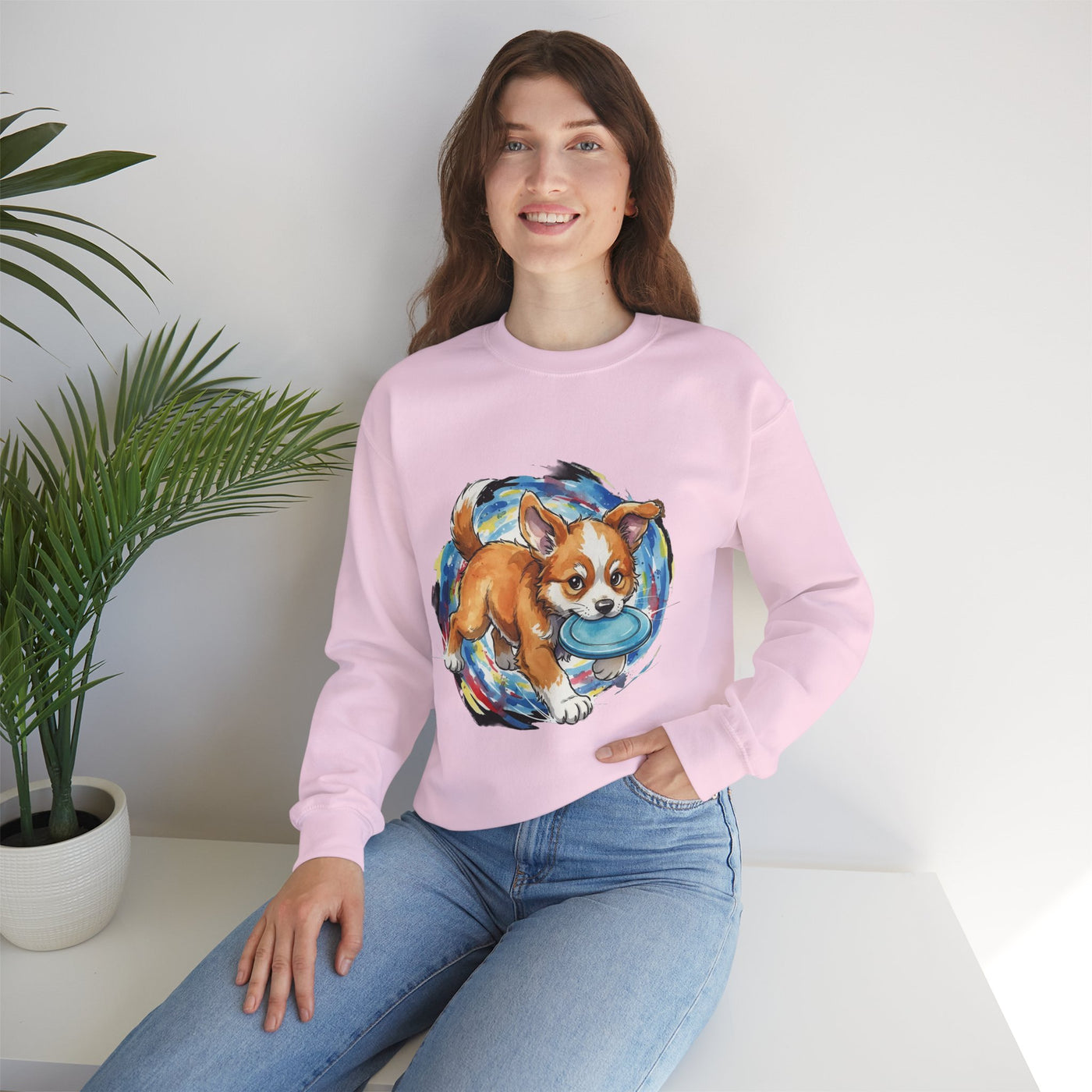 Watercolor painting style 7 Men & Women Cute Cat Pile Crewneck Sweatshirt
