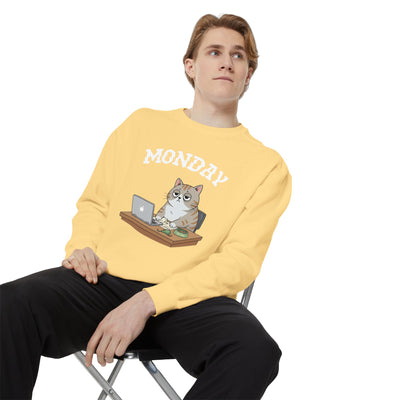Monday Face Cat Stares Blankly Unisex Crewneck Sweatshirt style 4