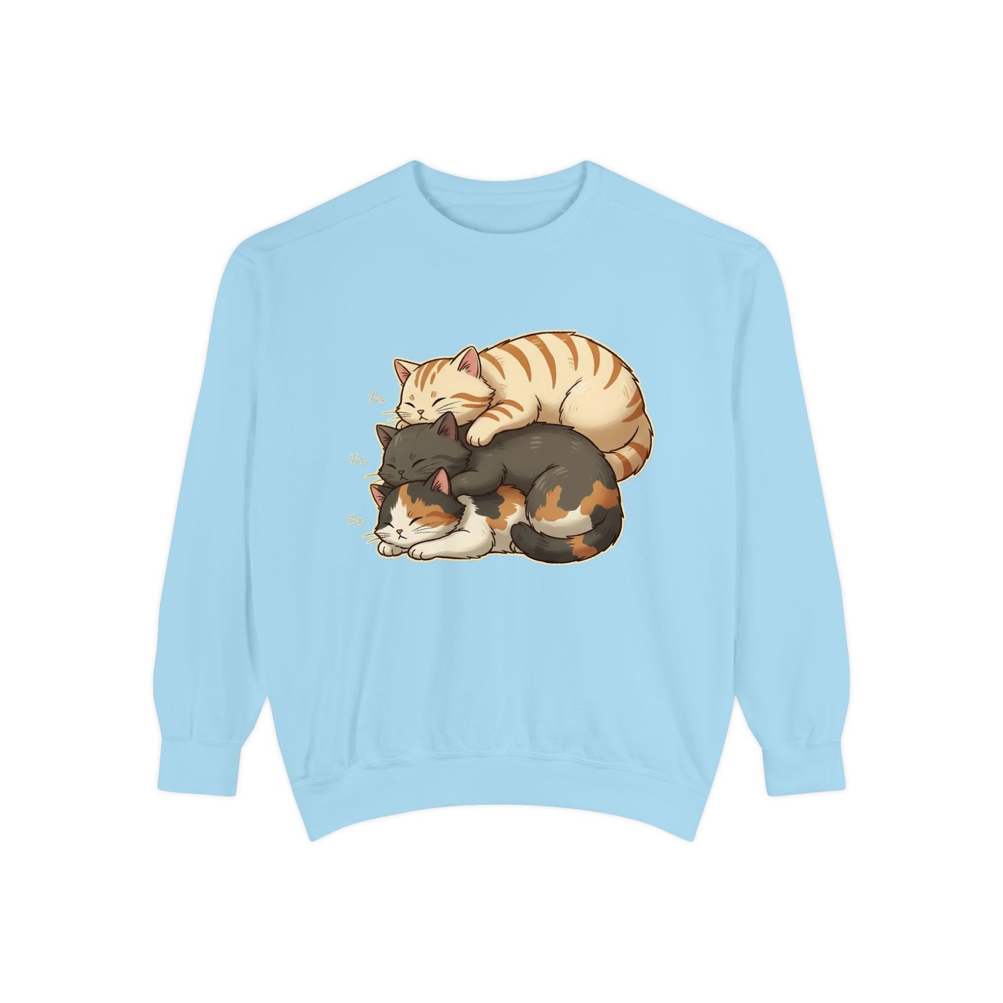 3 Cute Sleeping Cats Cozy Graphic Unisex Crewneck Sweatshirt style 4