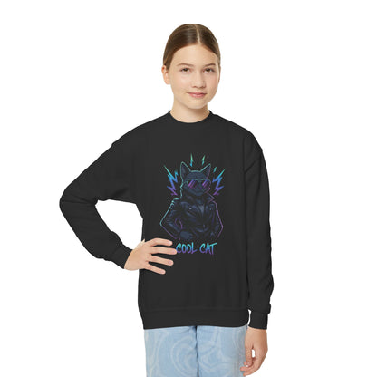 Cool Cat - Cozy Unisex Youth Crewneck Sweatshirt style 1