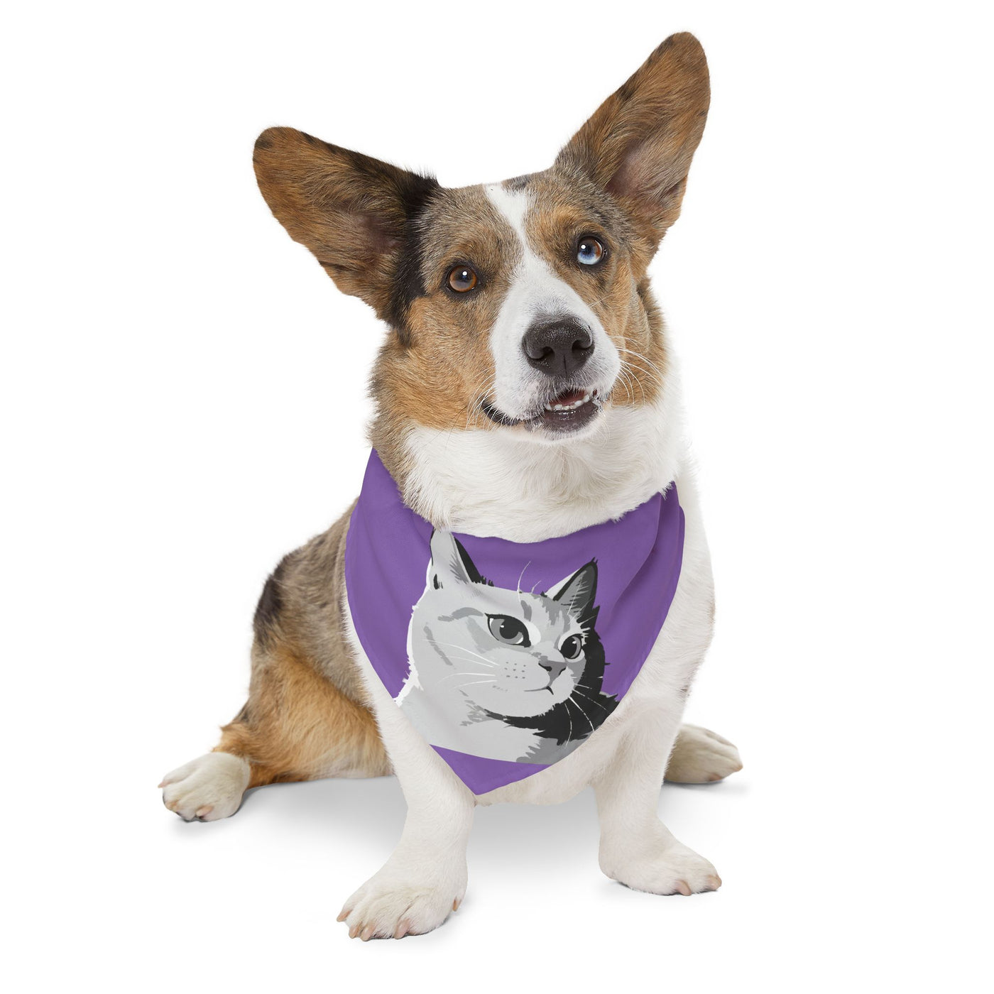 Purple Cat head Bandana Collar for Cats and Dogs, Cute Pet Accessory, Cat Fashion, Cat Gift, Playful Pet Gear