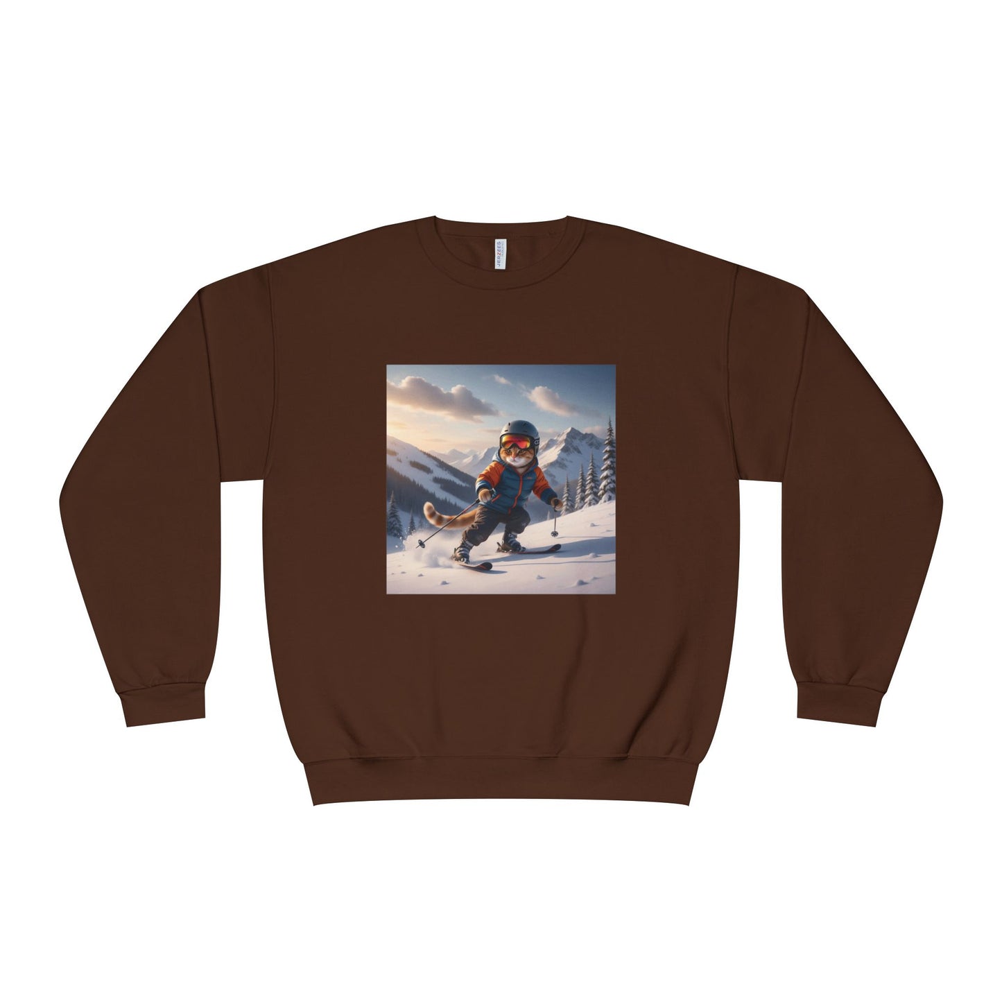 Skiing Cat Graphic Unisex NuBlend Crewneck Sweatshirt