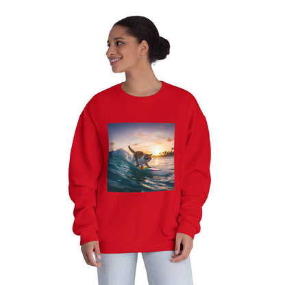 Surfing Cat Unisex NuBlend Crewneck Sweatshirt style 2