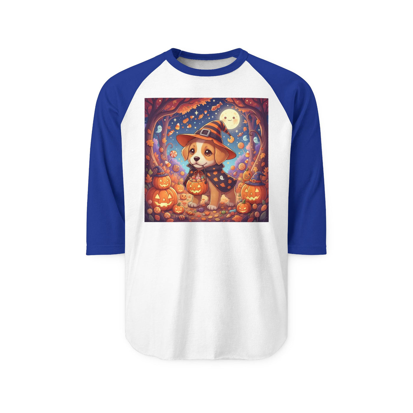 Halloween cute puppy anime style 1 Raglan Shirt, Cute Pet Shirt, Fall Apparel, Unisex Halloween Outfit, Gift for Dog Lovers, Spooky Season Tee