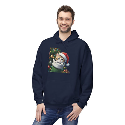 Adorable kitten hiding in Christmas stocking style 2 Cozy Graphic Unisex Midweight Softstyle Fleece Hoodie