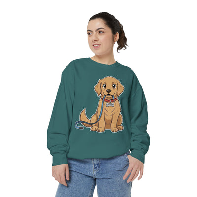Cute Dog Walk Time style 2 Cozy Graphic Unisex Crewneck Sweatshirt