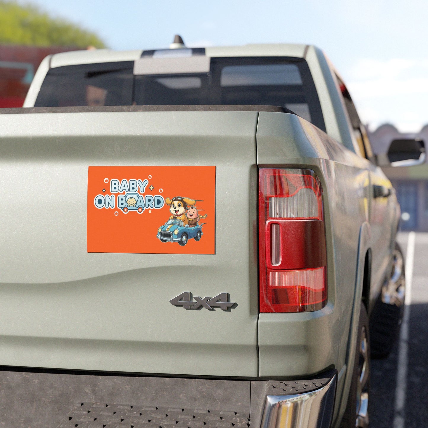Adorable Dog Driving Baby on Board Car Magnet