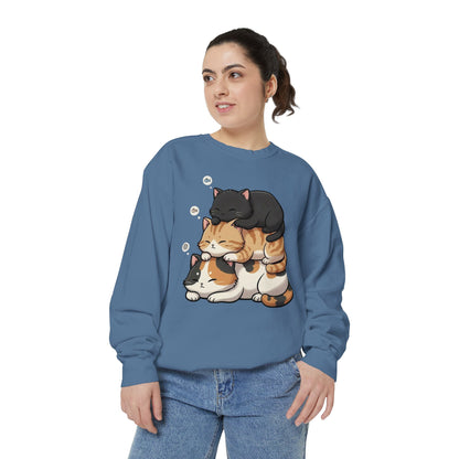 3 Cute Sleeping Cats Cozy Graphic Unisex Crewneck Sweatshirt style 8
