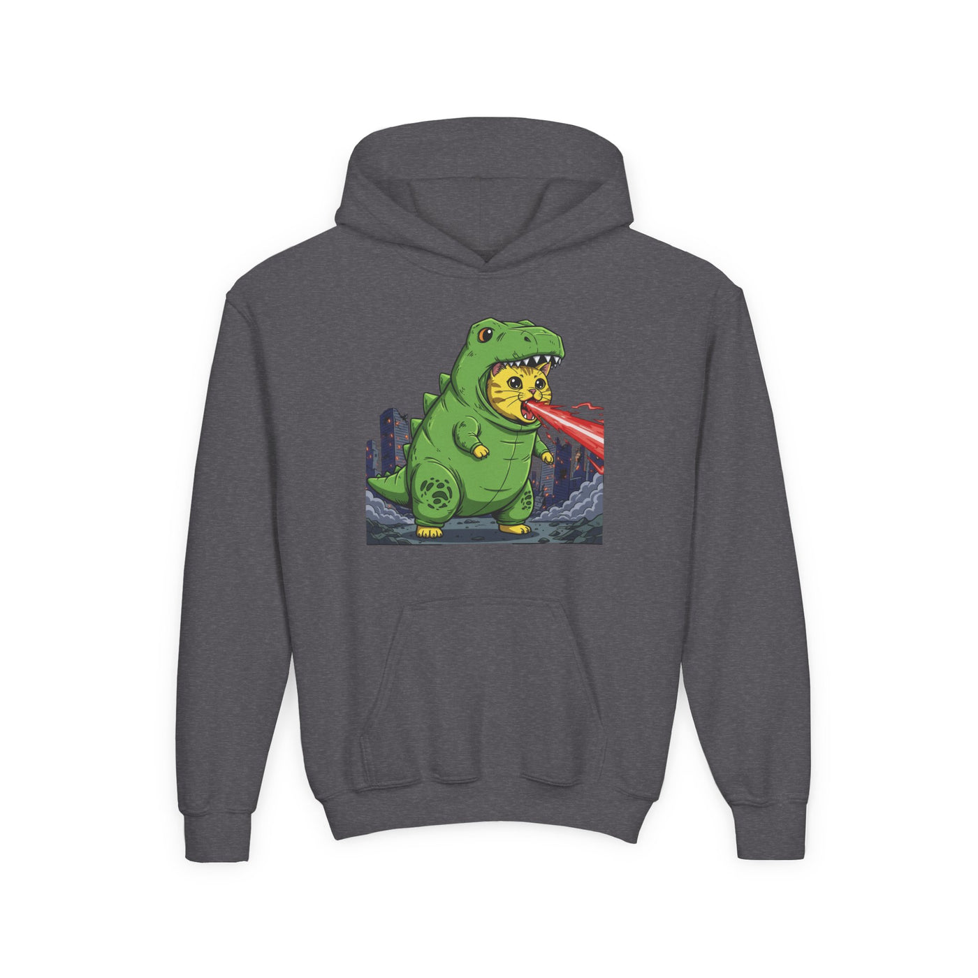 Cat cosplay Godzilla style 4 Unisex Kids Hoodie - Fun & Cozy Heavy Blend Sweatshirt with Cute Design