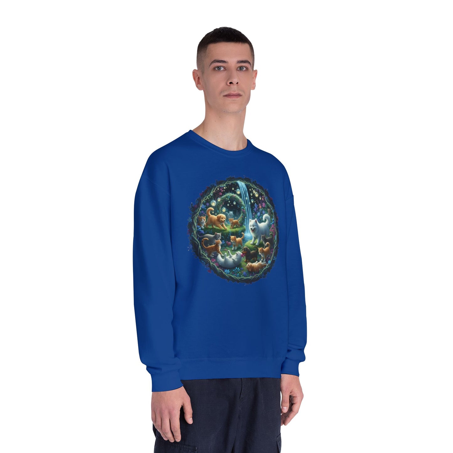 Cats & Dogs Happy Garden Unisex NuBlend Crewneck Sweatshirt style2