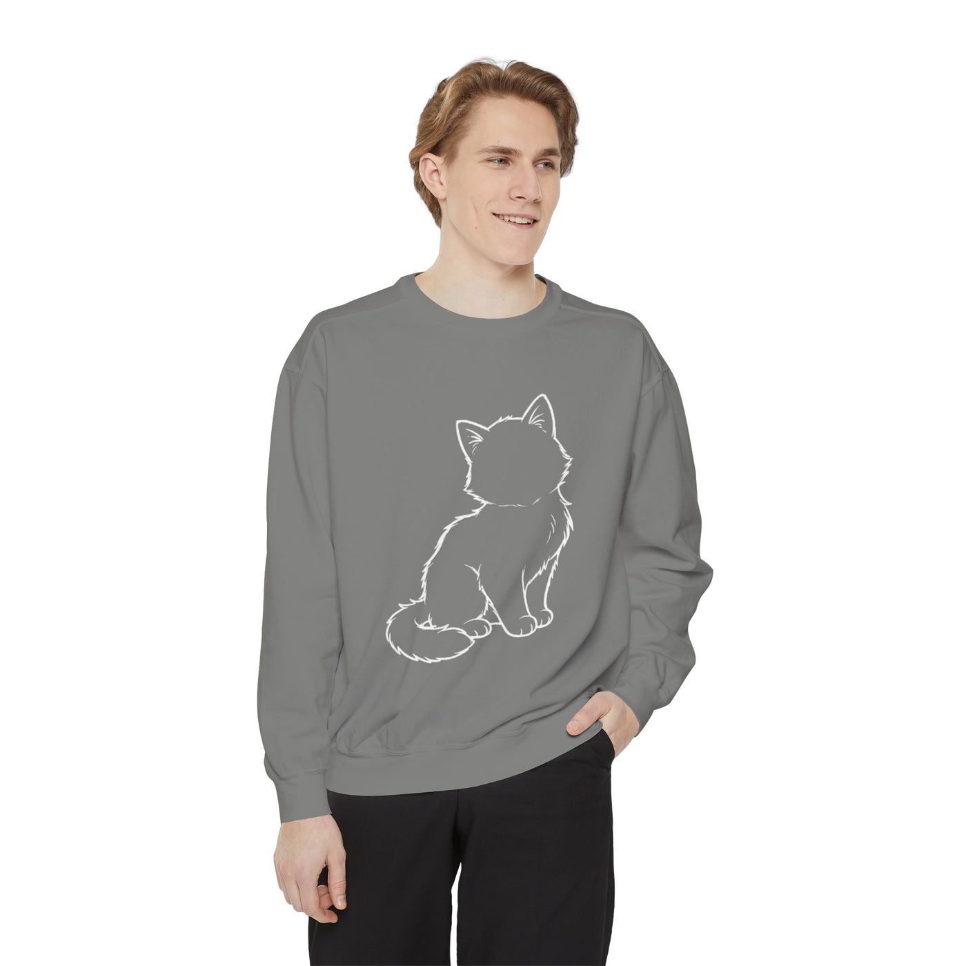 Sitting Cat Shadow style 1 Cozy Graphic Unisex Crewneck Sweatshirt