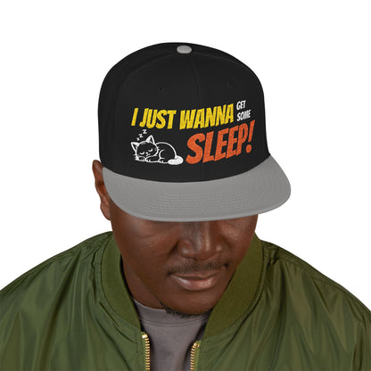I just wanna get some sleep Embroidered Cute Cat Snapback Hat