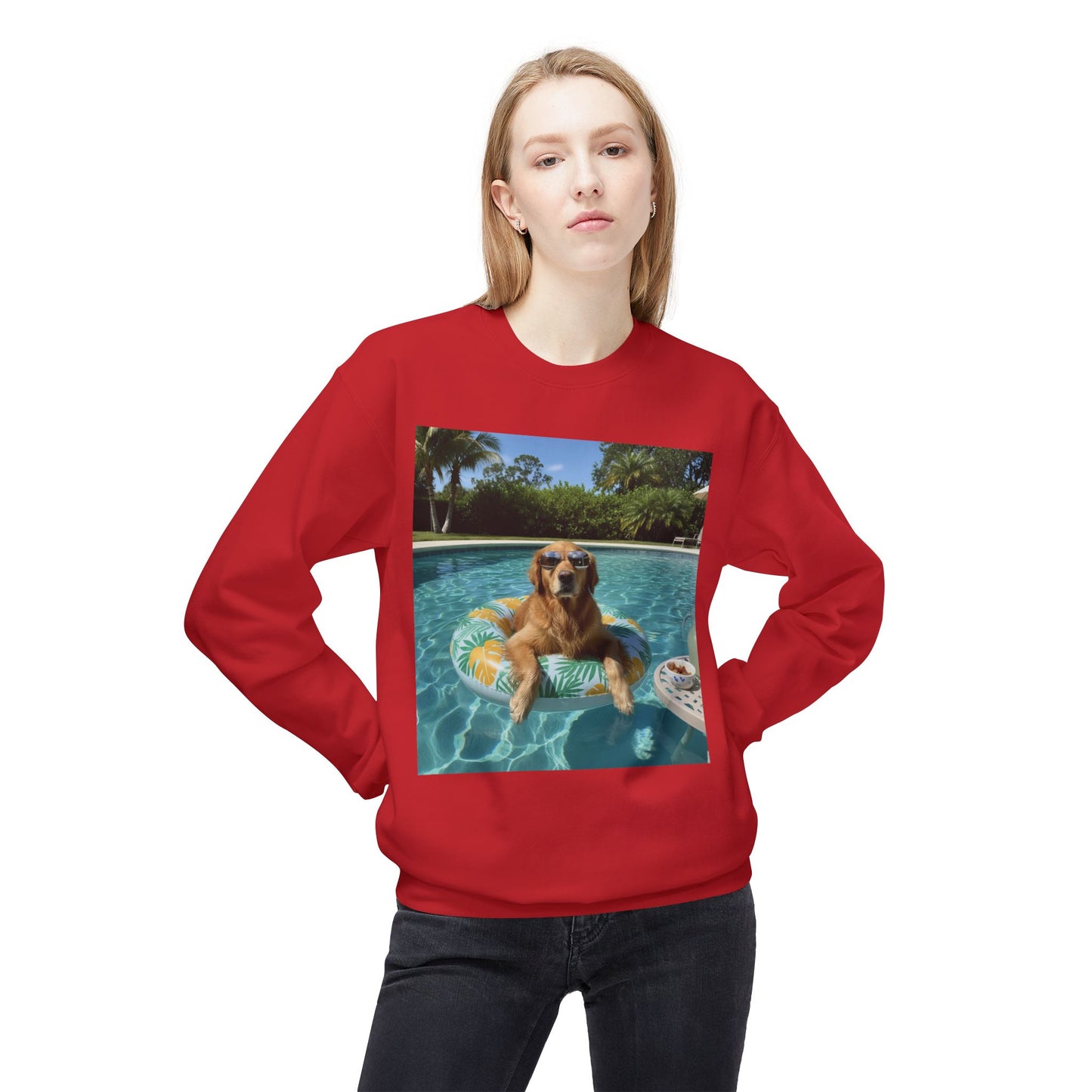 Swimming Pool Vibes Graphic Dog Unisex Crewneck Sweatshirt