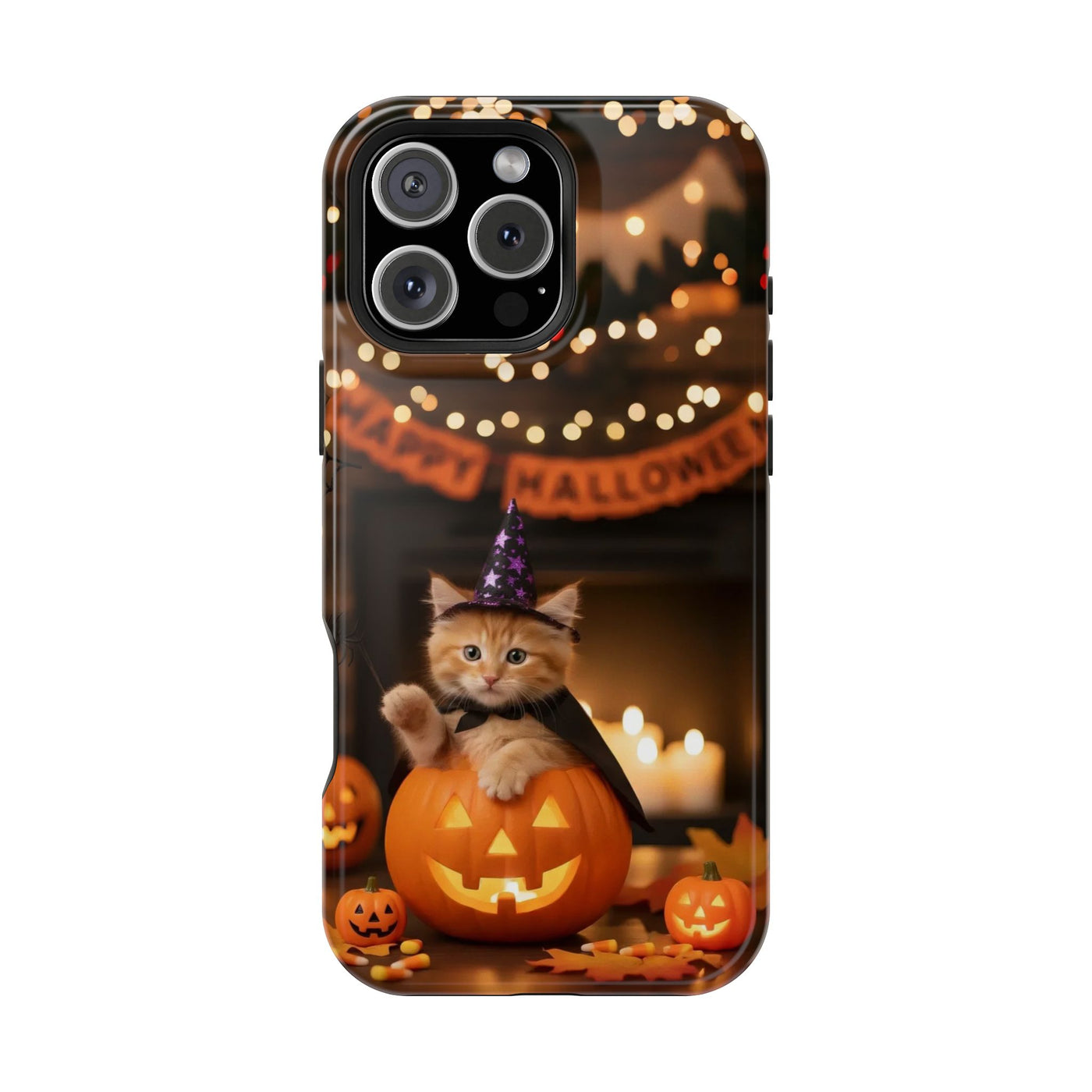 Halloween cute kitten photo style 4 Magnetic Phone Case, Cat Lover Gift, Impact-Resistant iPhone Case, Funny Pet Accessory, Unique Animal Design