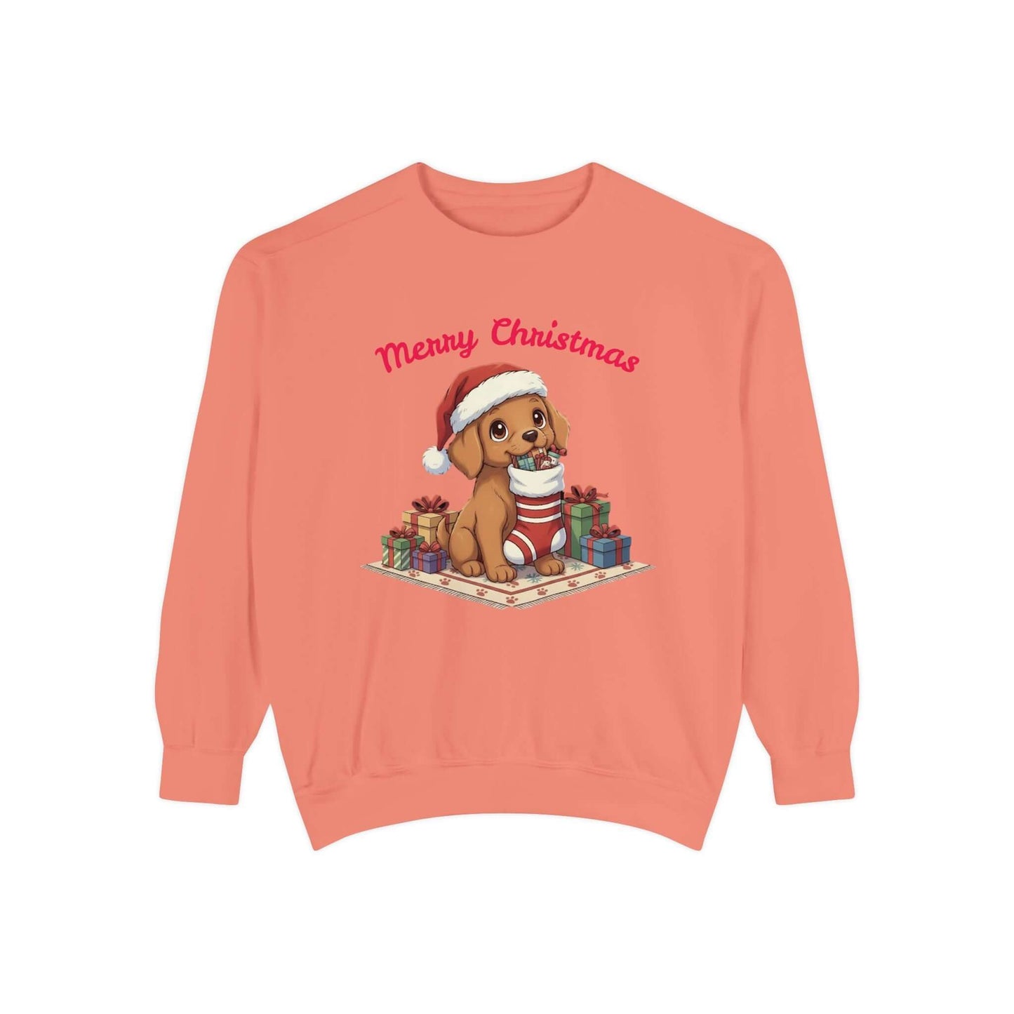 Puppy wait for Christmas presents Unisex Crewneck Sweatshirt style 2