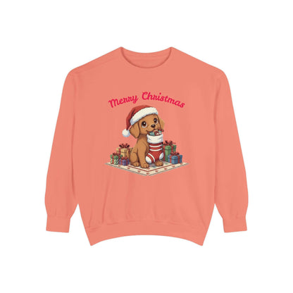 Puppy wait for Christmas presents Unisex Crewneck Sweatshirt style 2