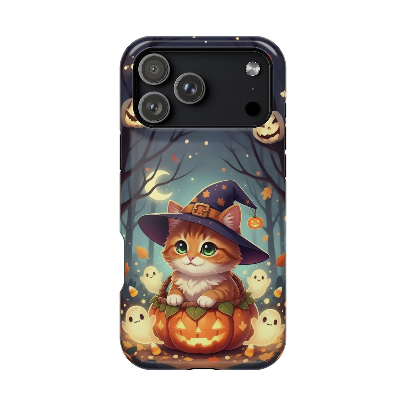 Halloween cute kitten anime style 3 Magnetic Phone Case, Cat Lover Gift, Impact-Resistant iPhone Case, Funny Pet Accessory, Unique Animal Design