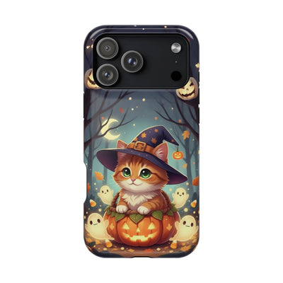Halloween cute kitten anime style 3 Magnetic Phone Case, Cat Lover Gift, Impact-Resistant iPhone Case, Funny Pet Accessory, Unique Animal Design
