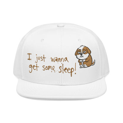 I just wanna get some sleep Embroidered Cute Puppy Snapback Hat