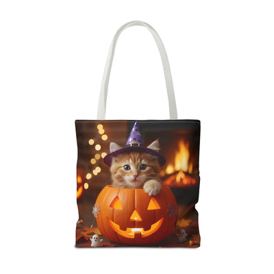 Adorable Halloween Cat Tote Bag, Cute Pet Lover Gift, Trick or Treat Bag, Fall Accessory, Spooky Cat Design