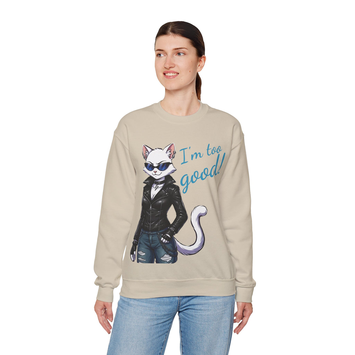 Cool Cat style 3 Unisex Crewneck Sweatshirt | Cozy Gift for Cat Lovers, Casual Wear, Unique Graphic Sweatshirt, Birthday Gift, Everyday Style