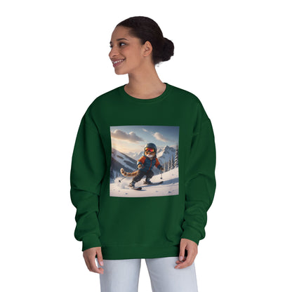 Skiing Cat Graphic Unisex NuBlend Crewneck Sweatshirt
