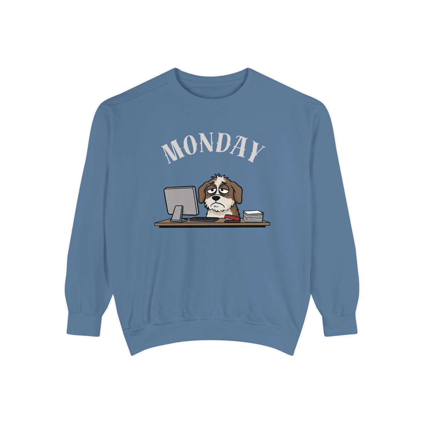 Monday Face Dog Stares Blankly Unisex Crewneck Sweatshirt style 5
