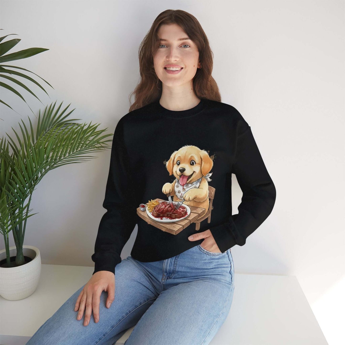 Watercolor Dog painting Unisex Crewneck Sweatshirt style 1
