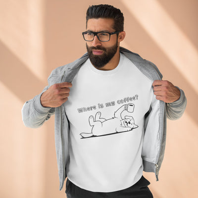 "Where is my coffee?" Dog Outline style 1 Unisex Crewneck Sweatshirt