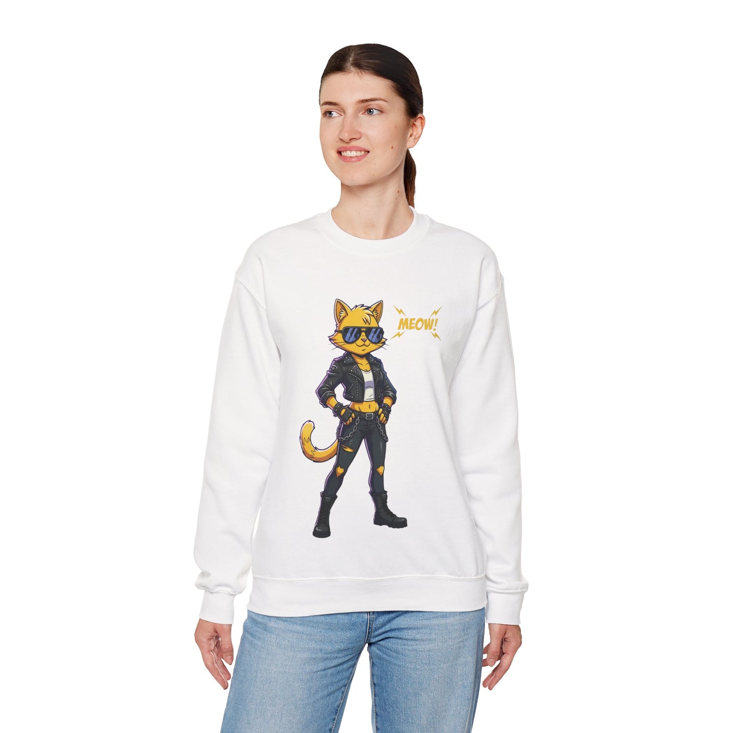 Cool Cat Unisex Heavy Blend Crewneck Sweatshirt style 4