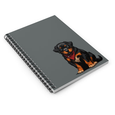Rottweiler Spiral Notebook (Dark Grey) - Cute Dog Design, Pet Lover Journal, School Supplies, Gift for Dog Owners, Cute Stationery