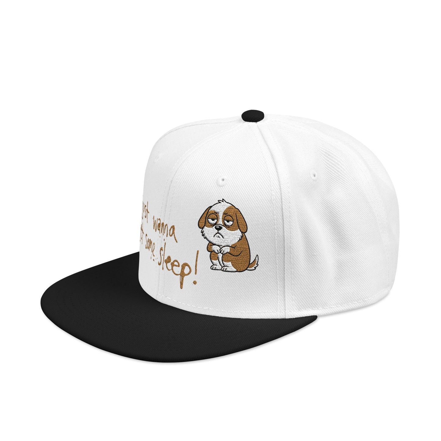 I just wanna get some sleep Embroidered Cute Puppy Snapback Hat