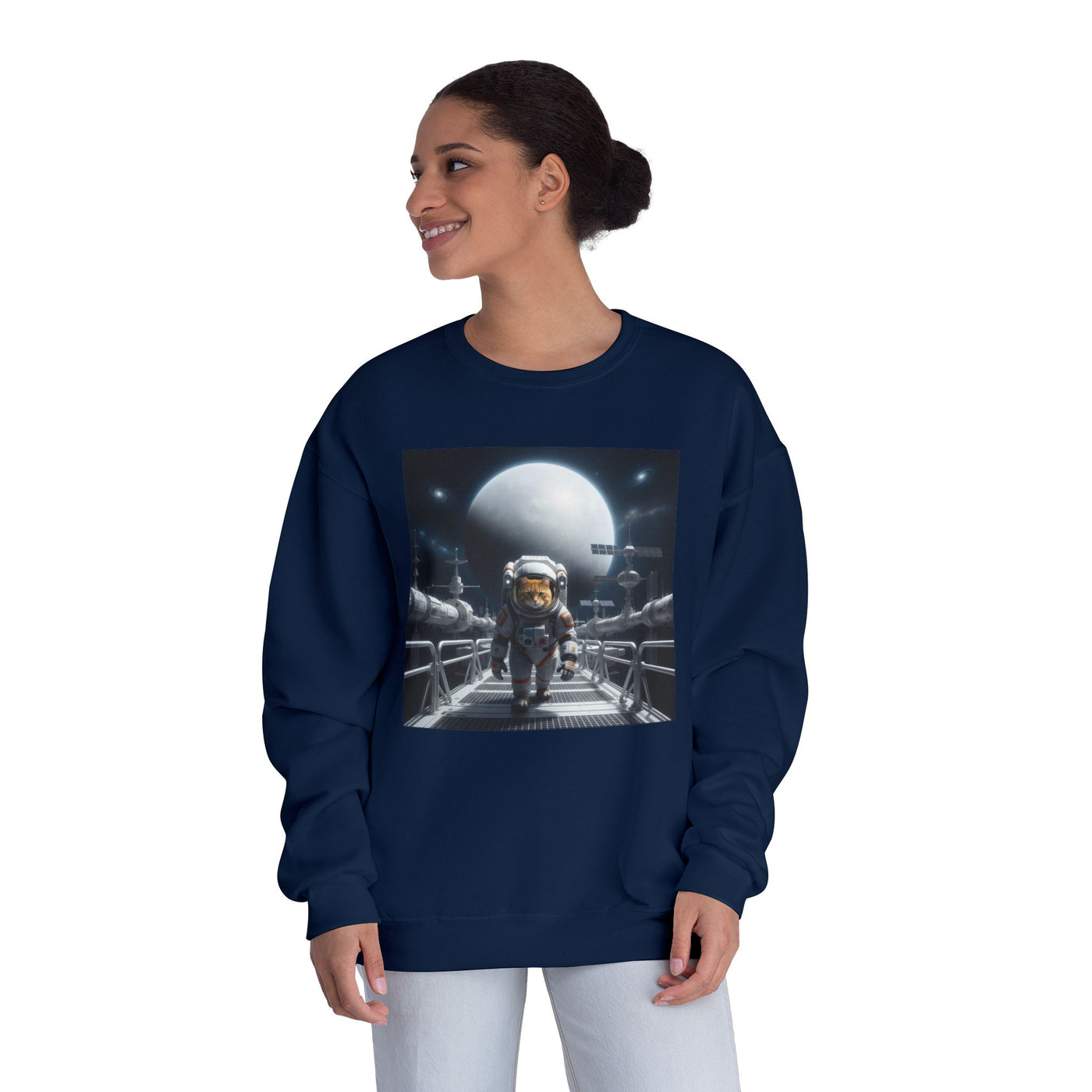 Space Cat style 2 Unisex NuBlend® Crewneck Sweatshirt