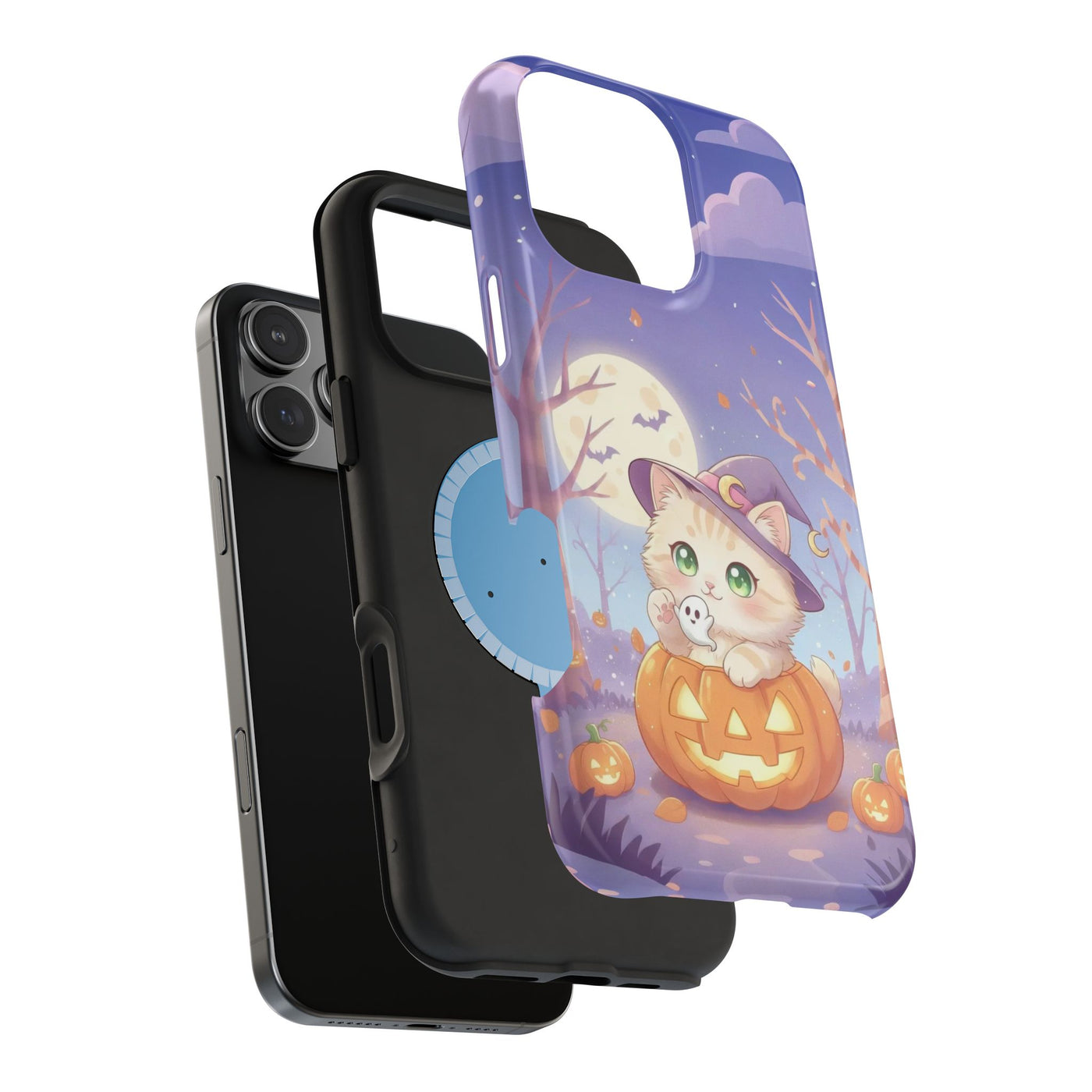 Halloween cute kitten anime style 1 Magnetic Phone Case, Cat Lover Gift, Impact-Resistant iPhone Case, Funny Pet Accessory, Unique Animal Design