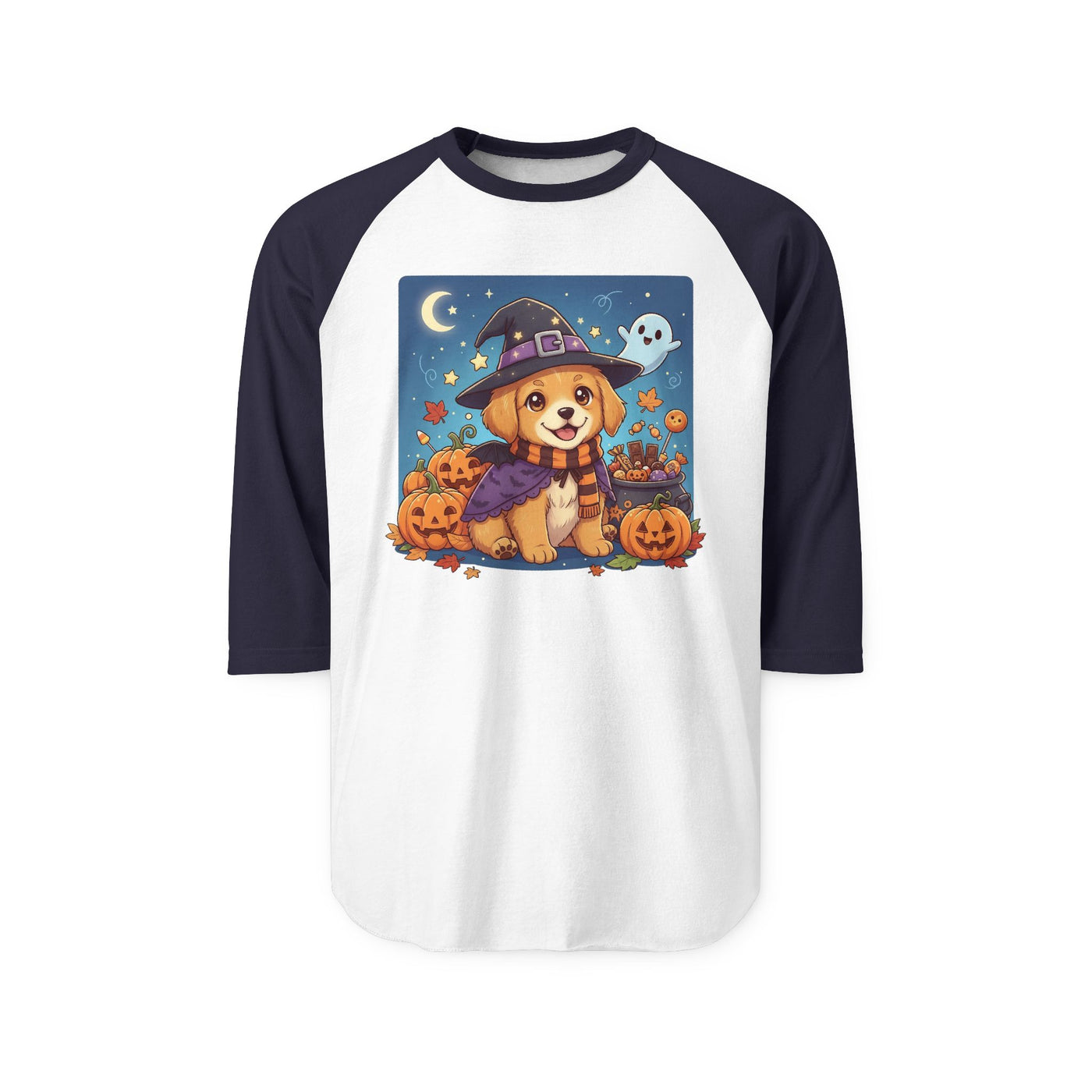 Halloween cute puppy anime style 6 Raglan Shirt, Cute Pet Shirt, Fall Apparel, Unisex Halloween Outfit, Gift for Dog Lovers, Spooky Season Tee