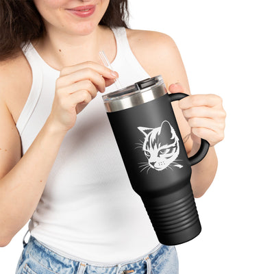 Cat Lover's Insulated Travel Mug, 40oz - Perfect for Coffee, Tea, Gifts for Pet Owners, Cat-Themed Drinkware, Valentine's Day, Birthday
