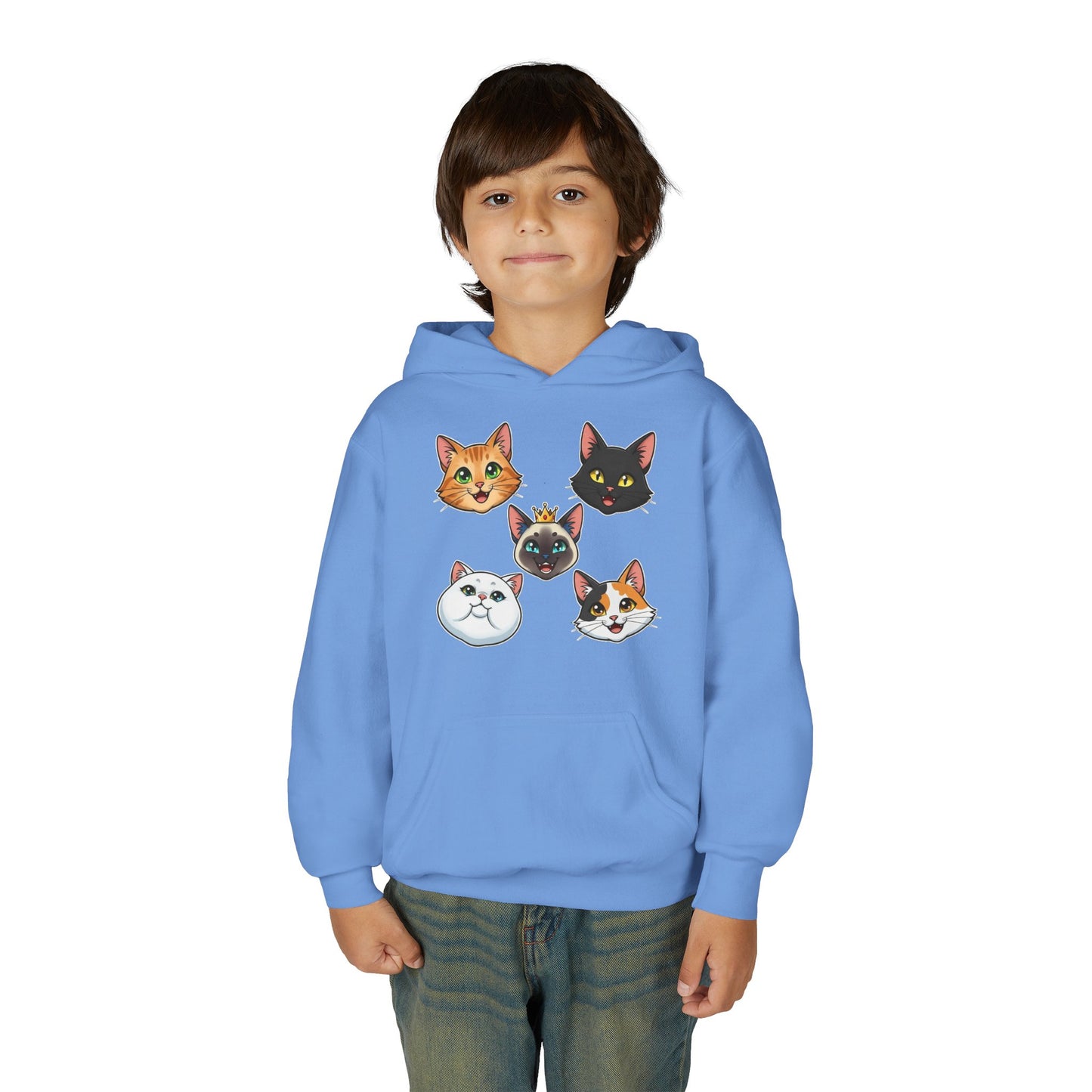 Fun Cat Heads Unisex Youth & Kids Heavy Blend Hoodie