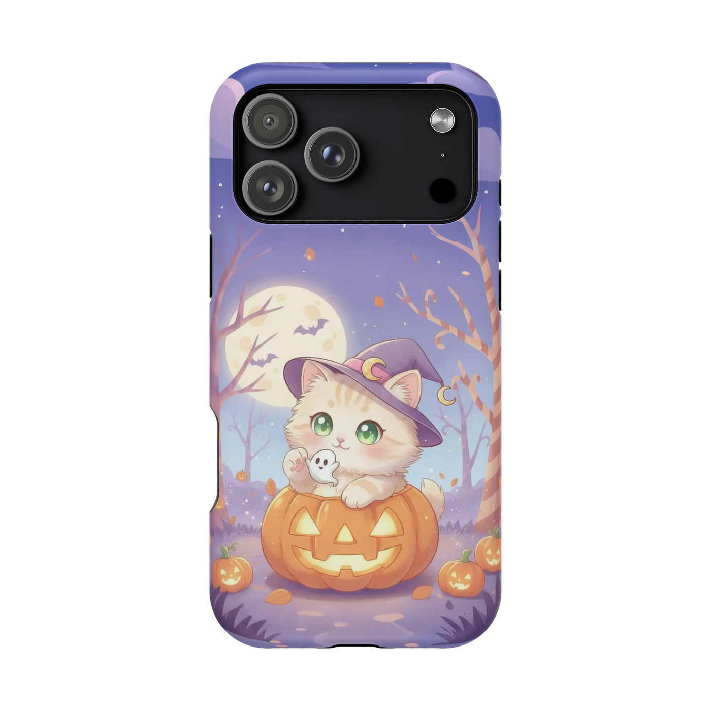 Halloween cute kitten anime style 1 Magnetic Phone Case, Cat Lover Gift, Impact-Resistant iPhone Case, Funny Pet Accessory, Unique Animal Design