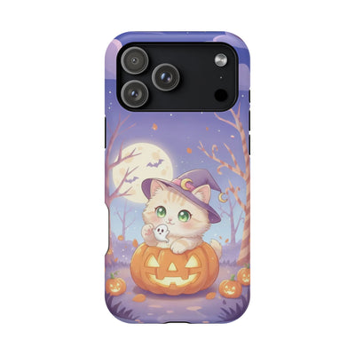 Halloween cute kitten anime style 1 Magnetic Phone Case, Cat Lover Gift, Impact-Resistant iPhone Case, Funny Pet Accessory, Unique Animal Design
