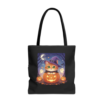 Halloween Cat anime style Tote Bag, Spooky Pet Lovers Gift, Boho Halloween Bag, Witchy Cat Tote, Fall Festivities Accessory