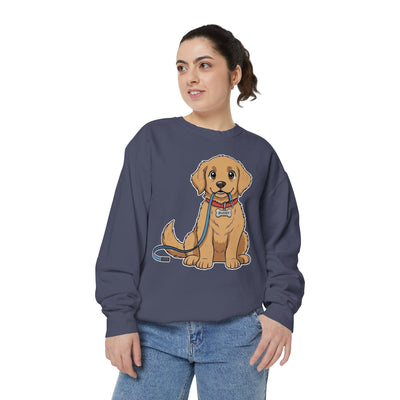 Cute Dog Walk Time style 2 Cozy Graphic Unisex Crewneck Sweatshirt
