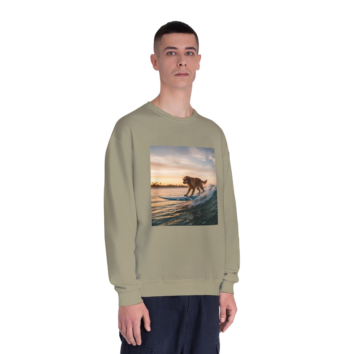 Surfing Dog Graphic Unisex NuBlend Crewneck Sweatshirt style 2