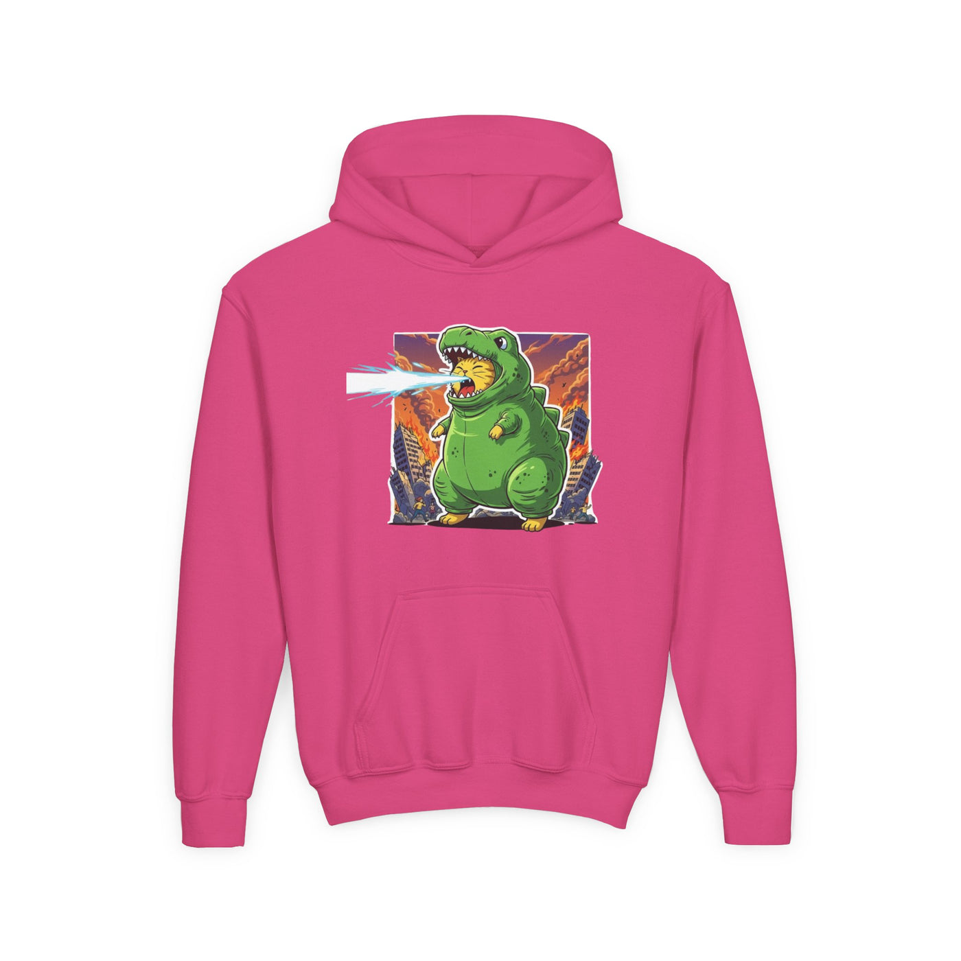 Cat cosplay Godzilla style 3 Unisex Kids Hoodie - Fun & Cozy Heavy Blend Sweatshirt with Cute Design