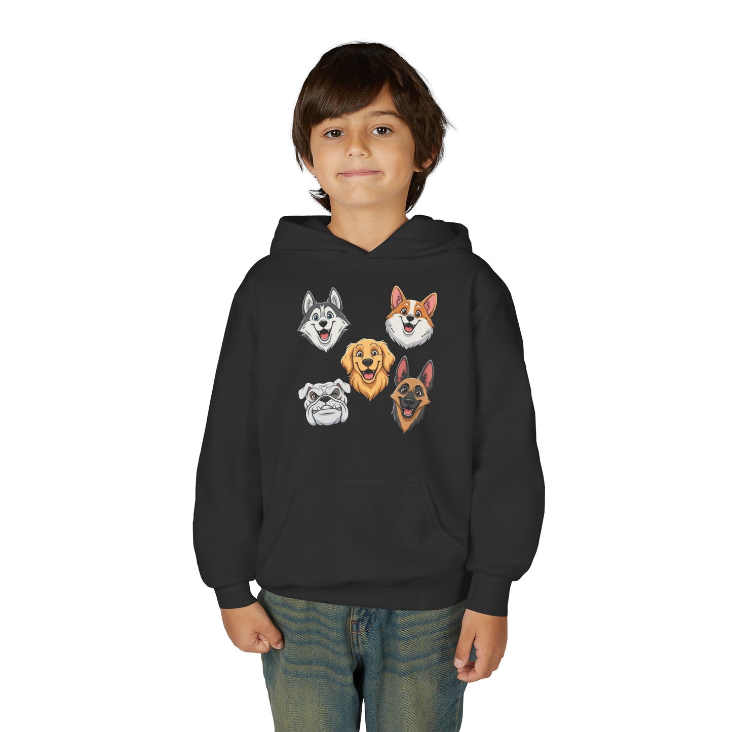 Fun Dog Heads Unisex Youth & Kids Heavy Blend Hoodie