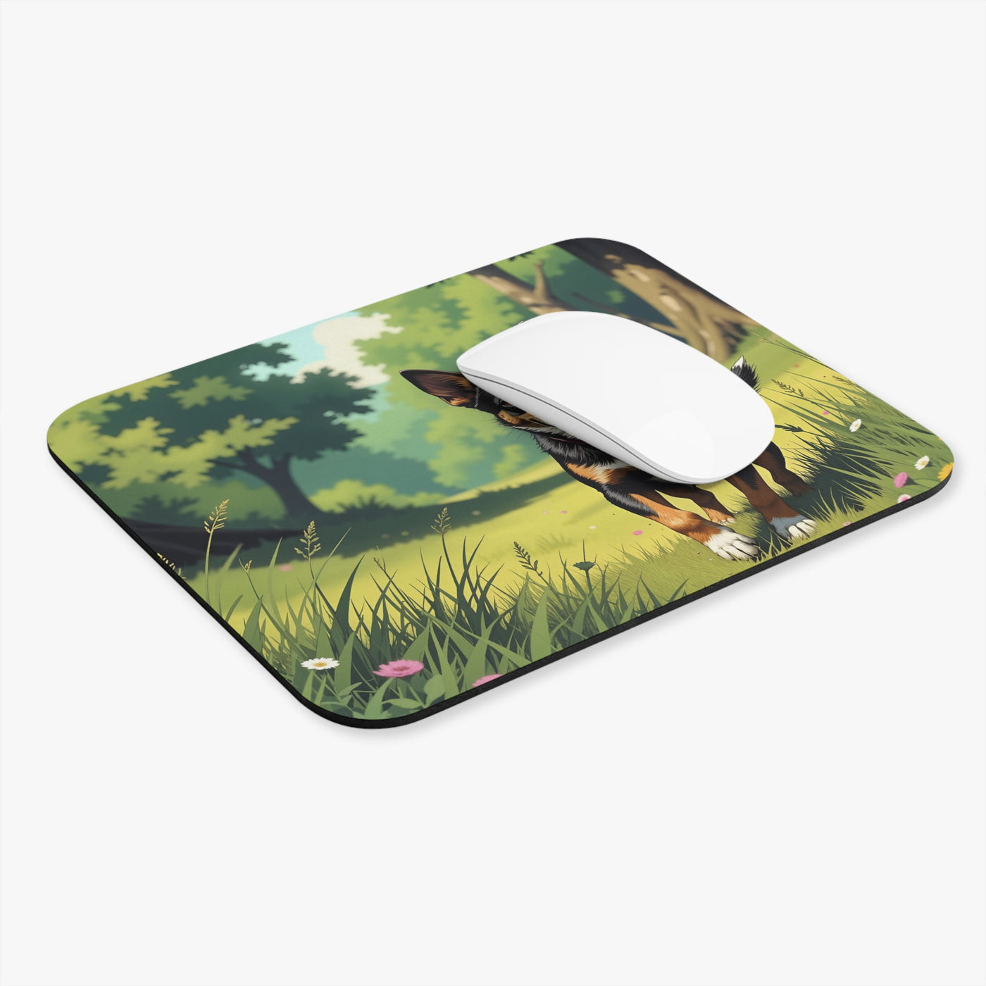 Adorable dog in the Meadow Mouse Pad style 2 | Cute Dog Desk Accessory, Pet Lover Gift, Office Decor, Animal Art, Ergonomic Mouse Mat
