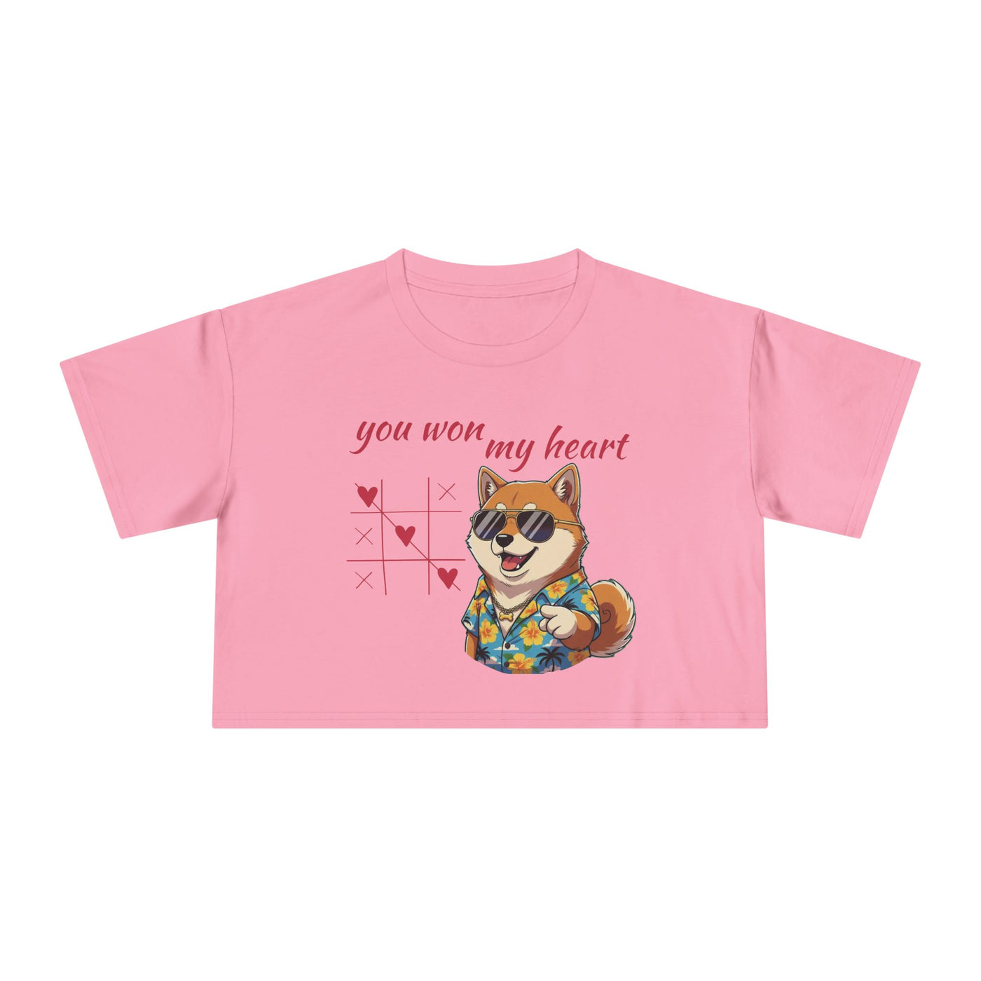 Cute Graphic Crop Tee - 'You Won My Heart', Women's Fashion, Gift for Animal Lovers, Casual Outfit, Summer Style, Funny Shirt