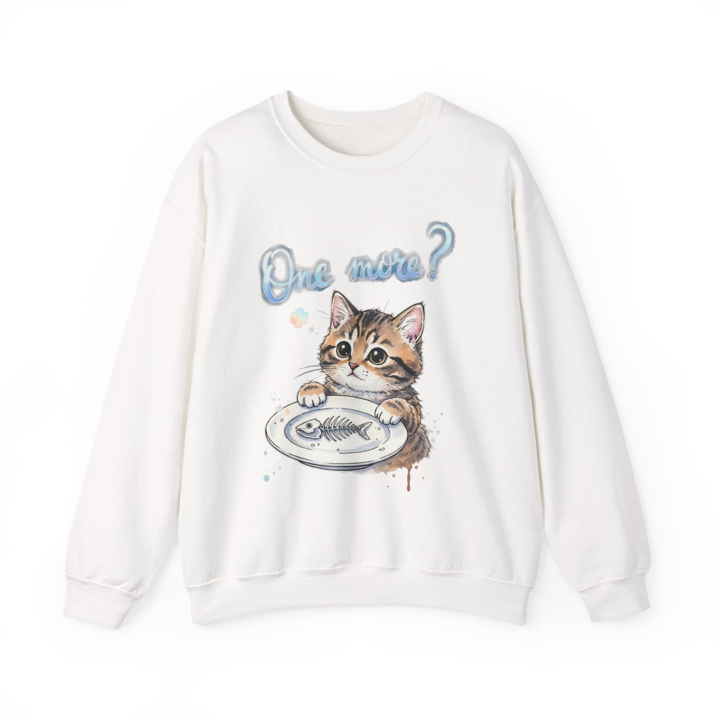 Watercolor painting style 3 Men & Women Cute Cat Pile Crewneck Sweatshirt